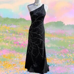 Boho fairy mermaid sequin beaded one shoulder formal dress